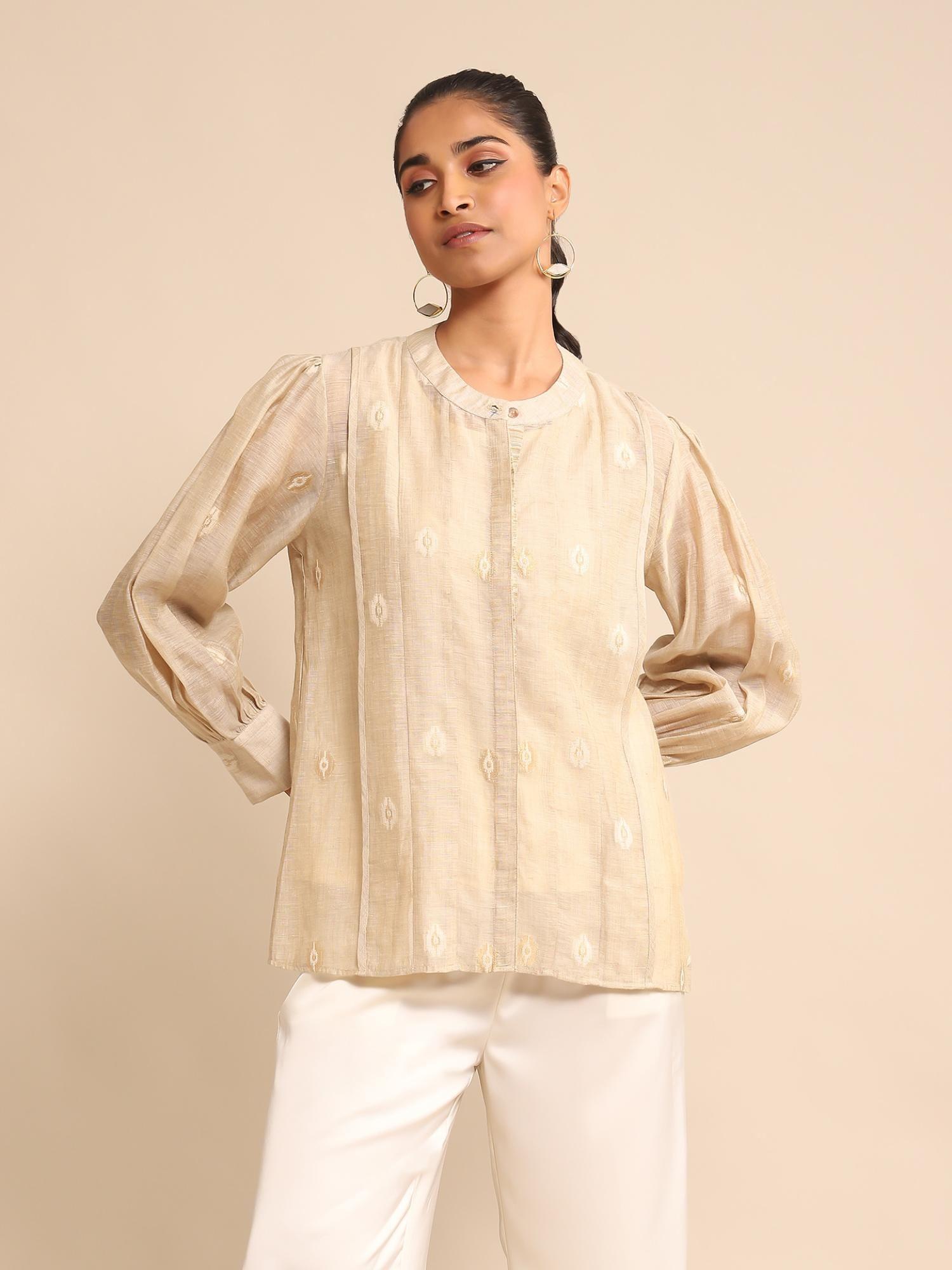 beige jacquard shirt