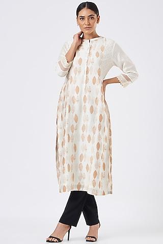 beige leaf printed tunic