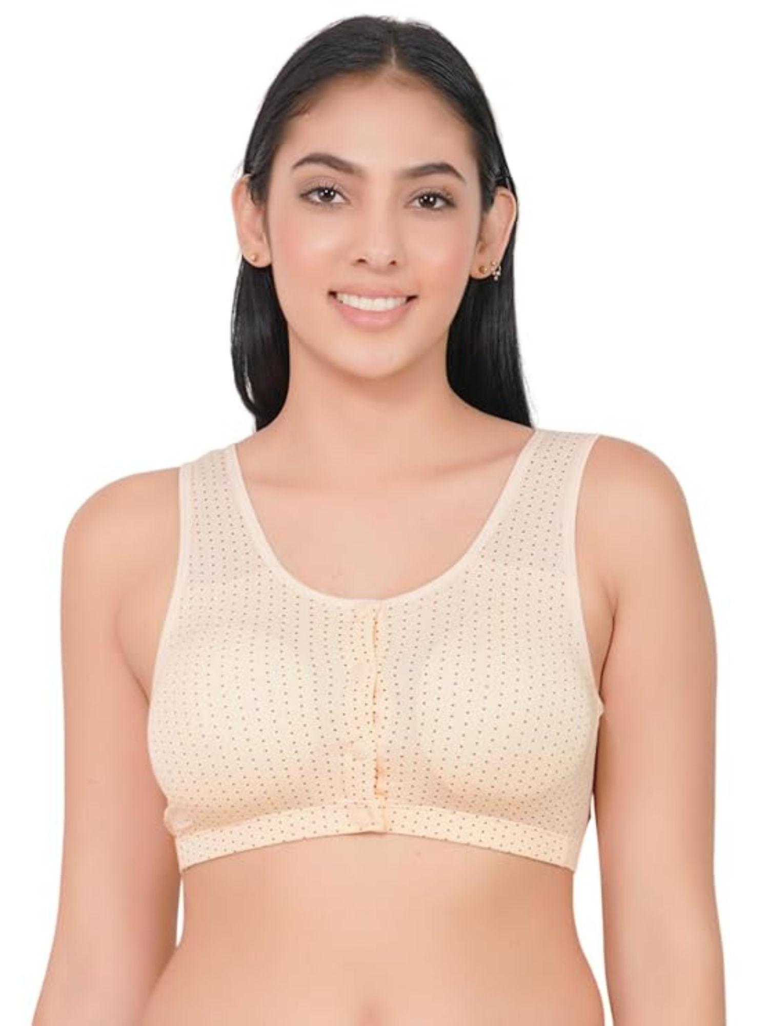 beige lightly padded plus size front open maternity bra