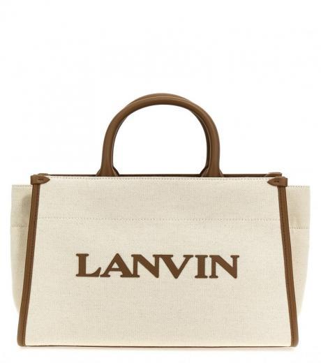 beige logo canvas shopping bag