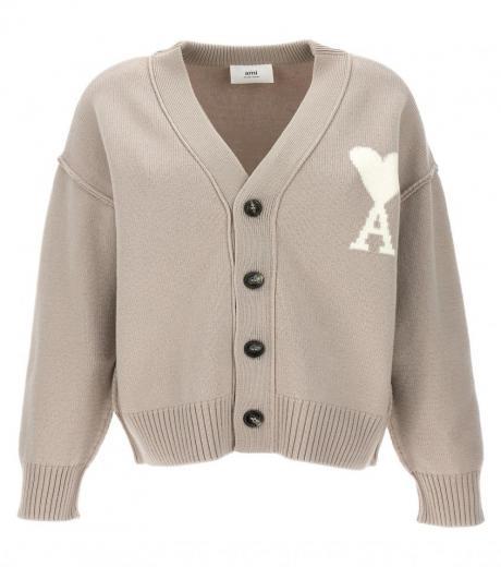 beige logo cardigan