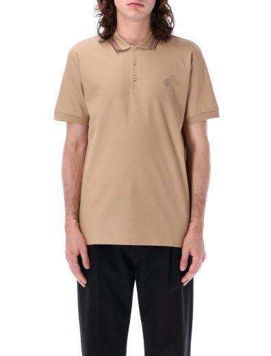 beige logo embroidered polo