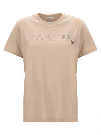 beige logo embroidery t-shirt