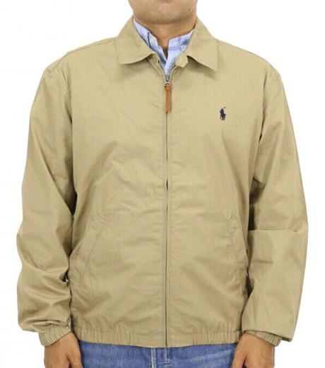 beige logo harrington jacket
