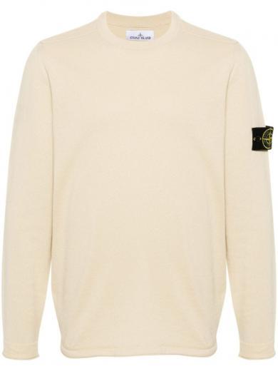 beige logo patch sweater