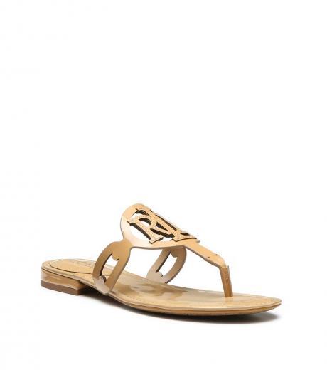 beige logo sandals
