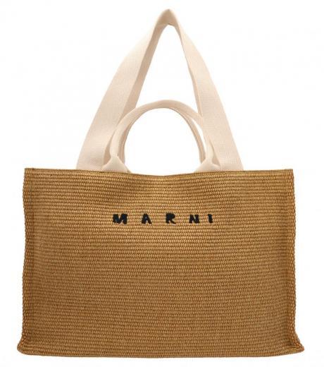 beige logo shopper