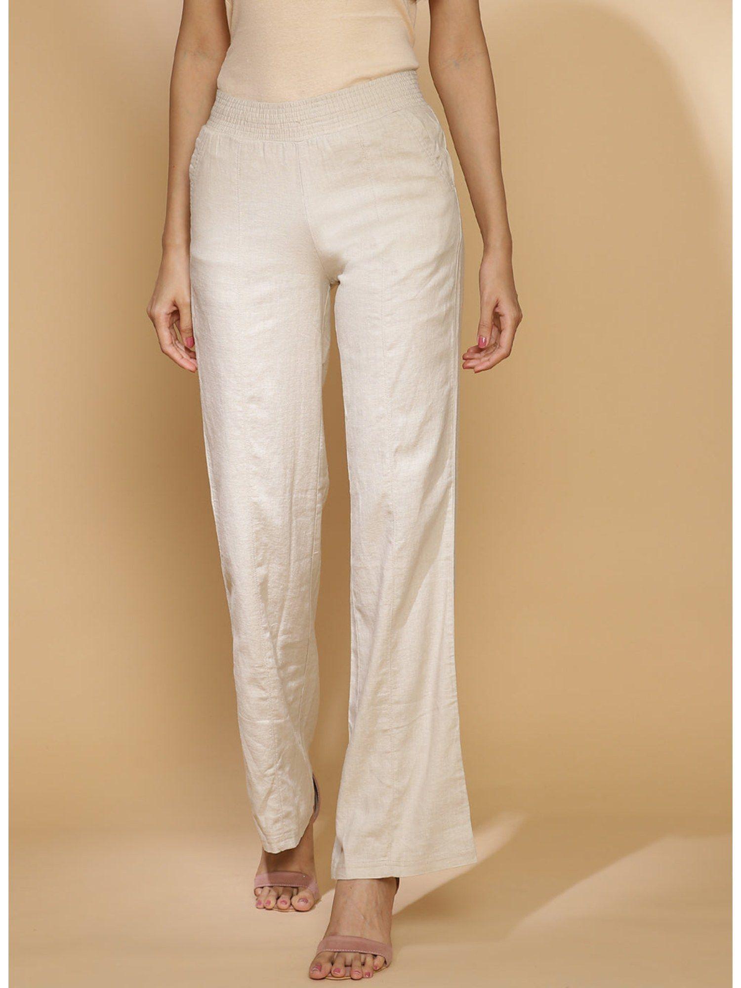 beige long plain pant