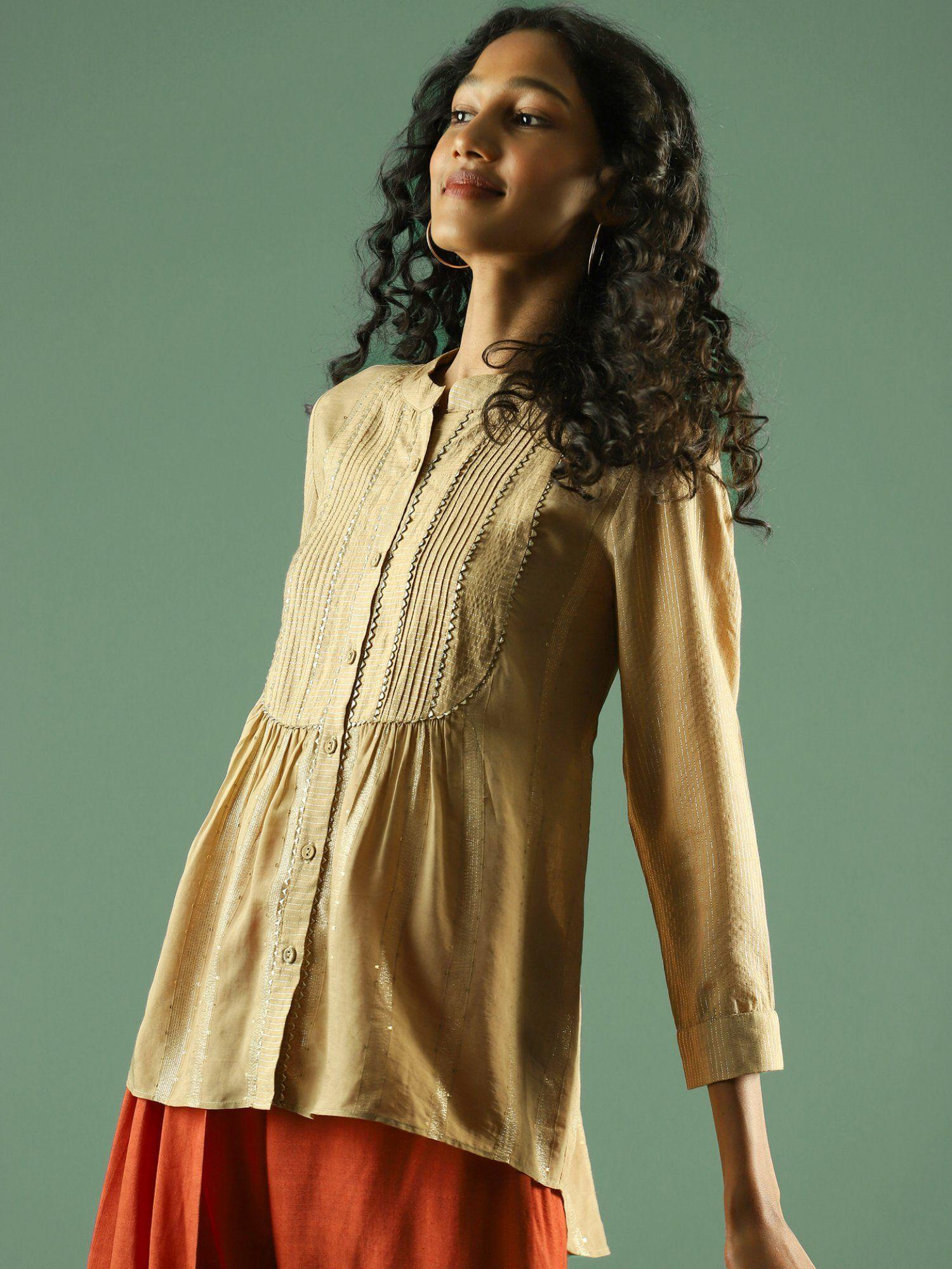 beige lurex kurti