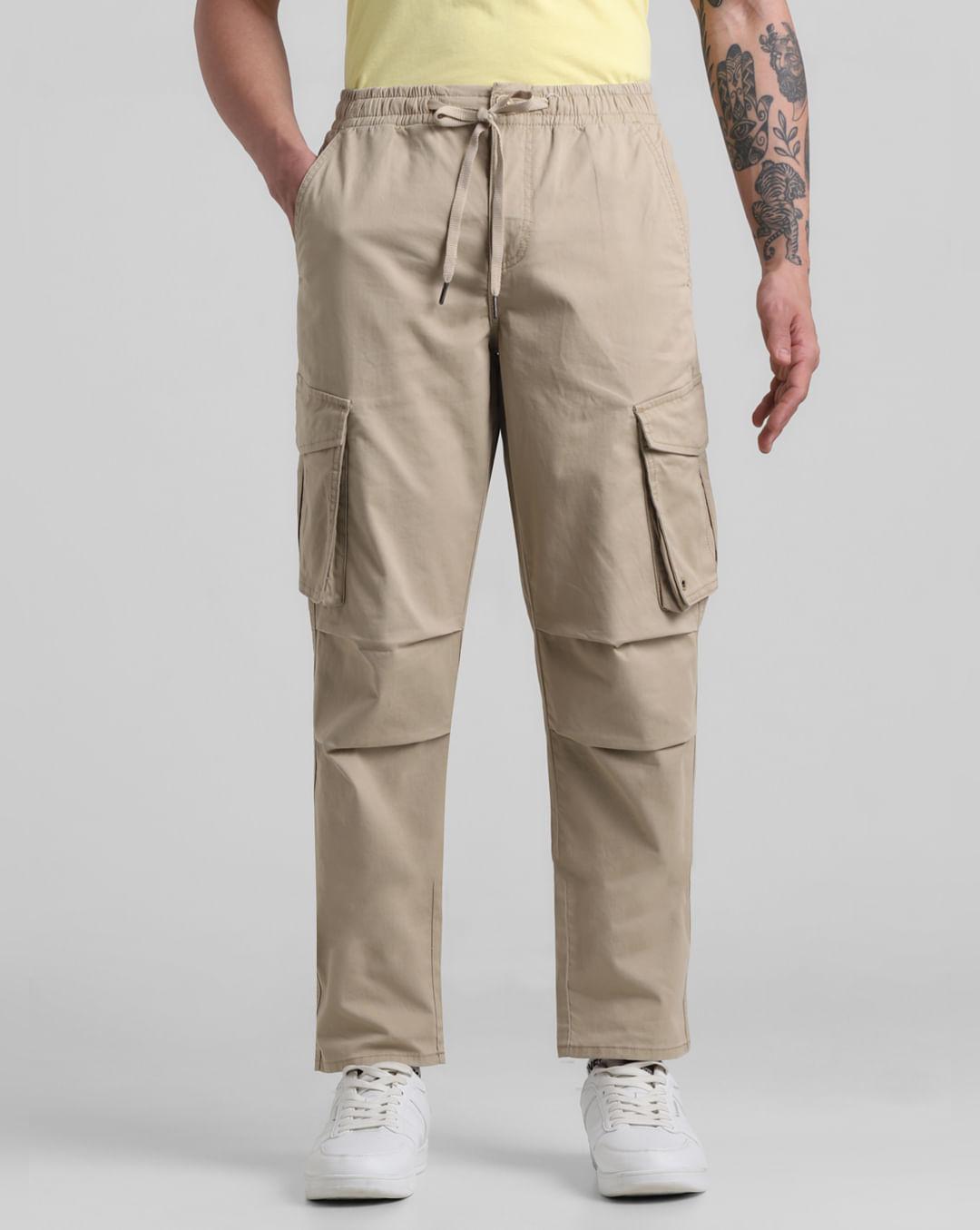 beige mid rise cargo pants