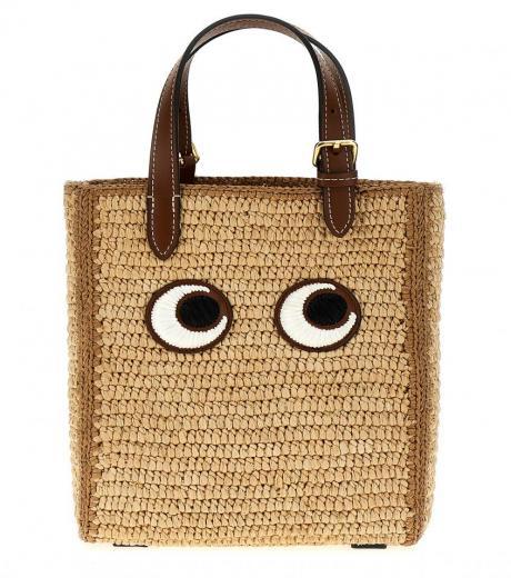 beige mini eyes n/s shopping bag