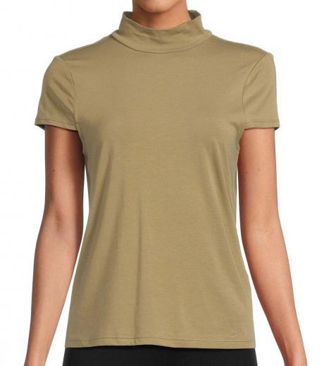 beige mockneck top