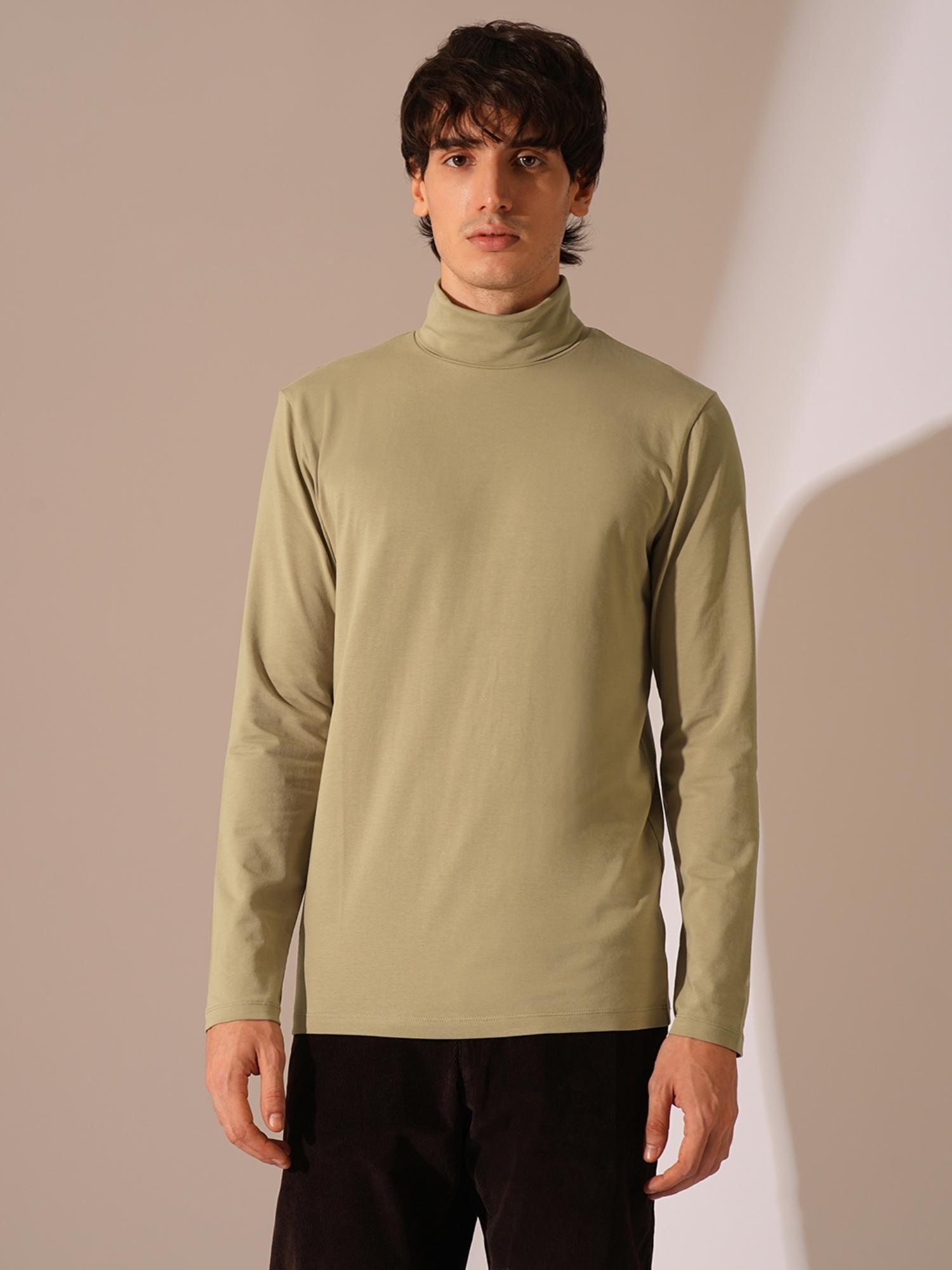 beige organic cotton high neck sweatshirt