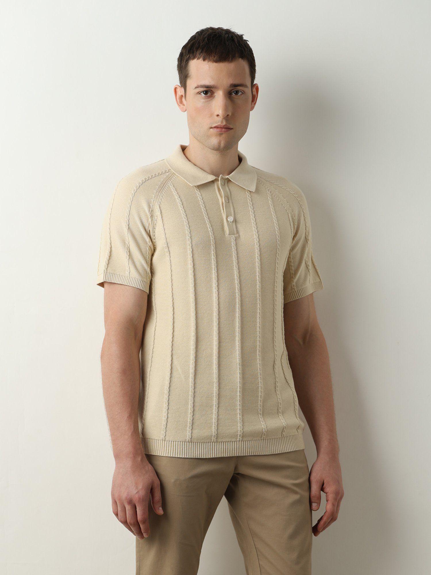beige organic cotton polo t-shirt