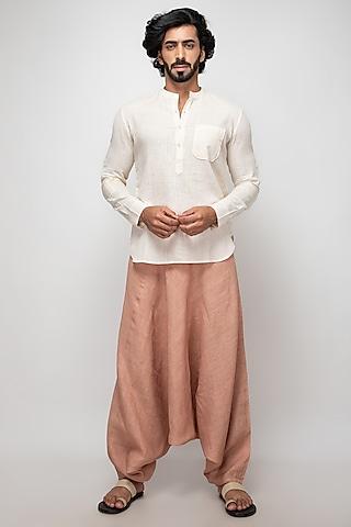 beige organic cotton short kurta