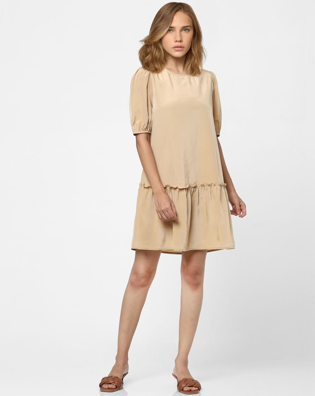 beige panelled dress