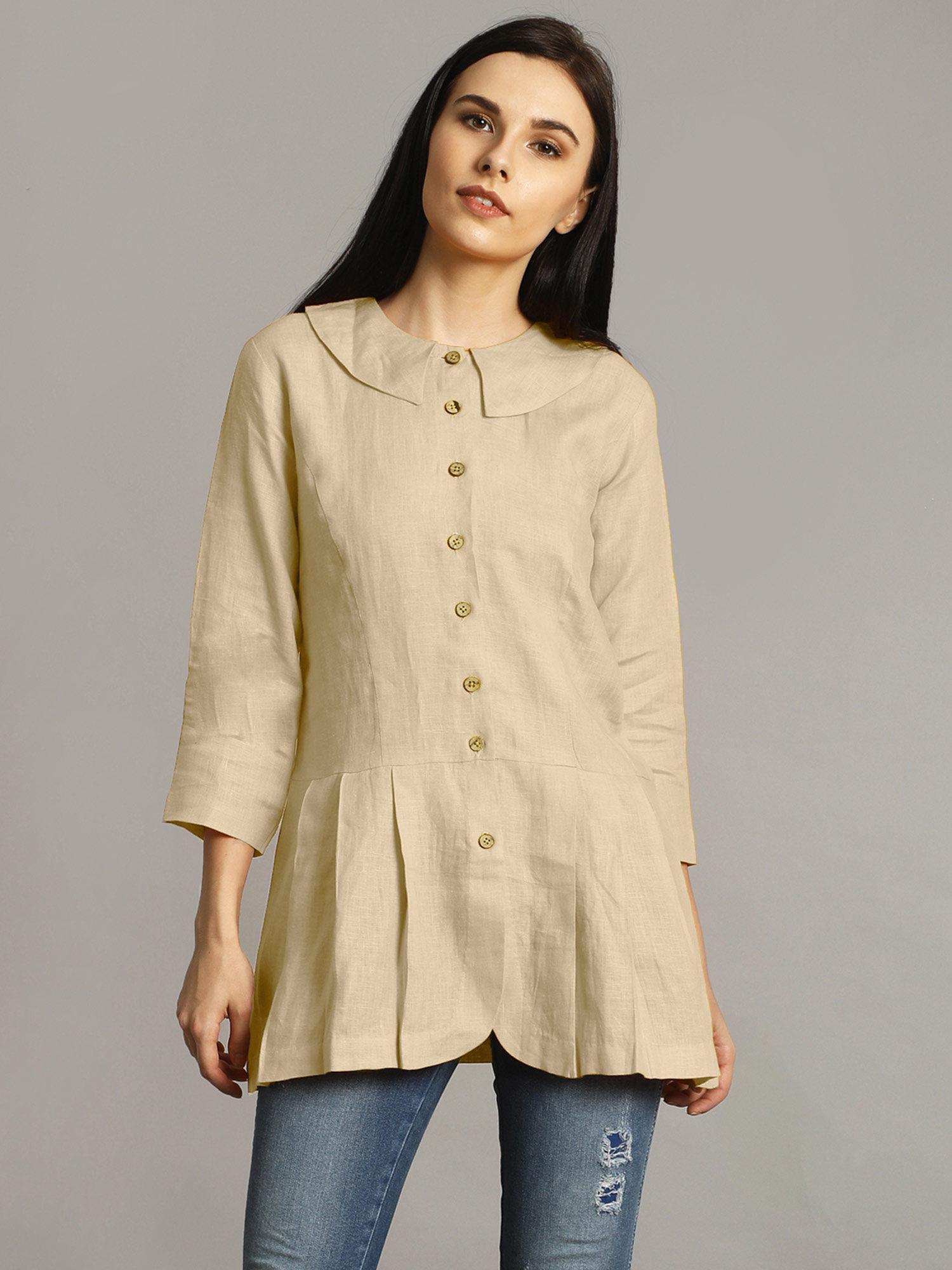 beige peter pan neck tunic