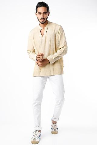 beige pintucked kurta