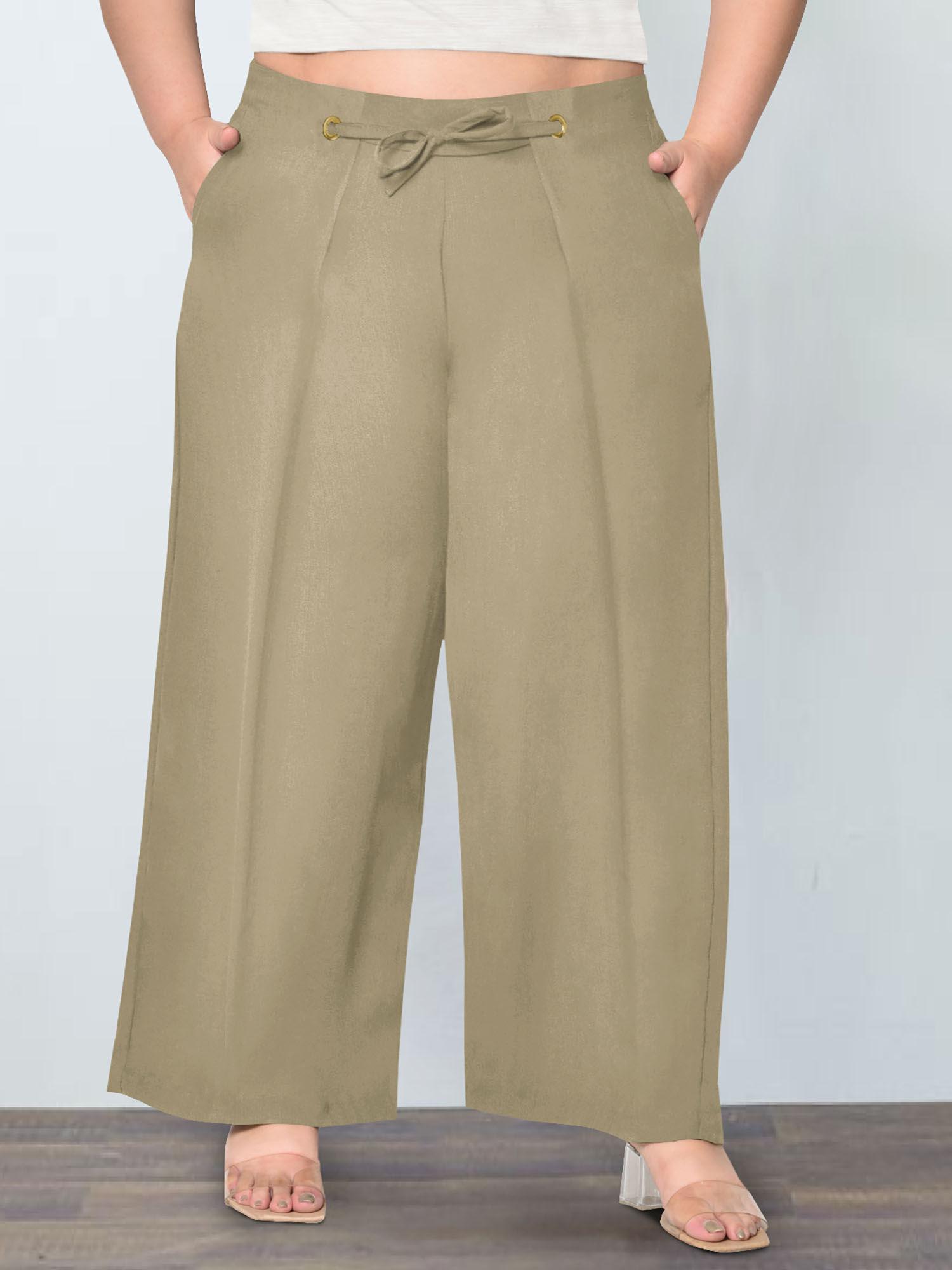 beige plus size wide leg eyelet curve trouser