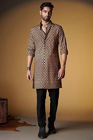 beige poly jersey printed kurta