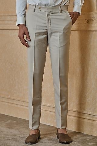 beige polyester blend trousers