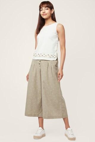 beige printed ankle-length casual women regular fit culottes