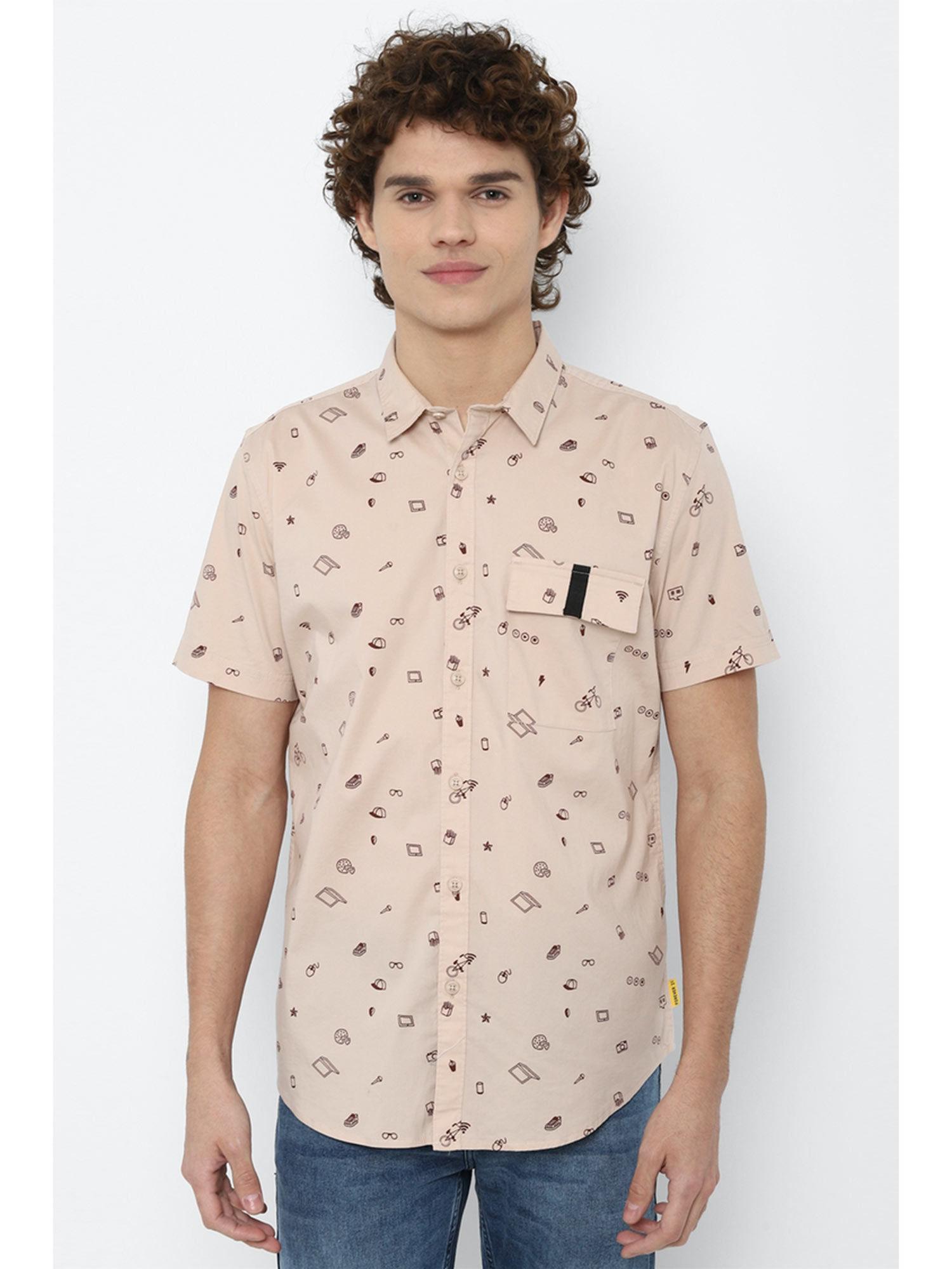 beige printed casual shirt