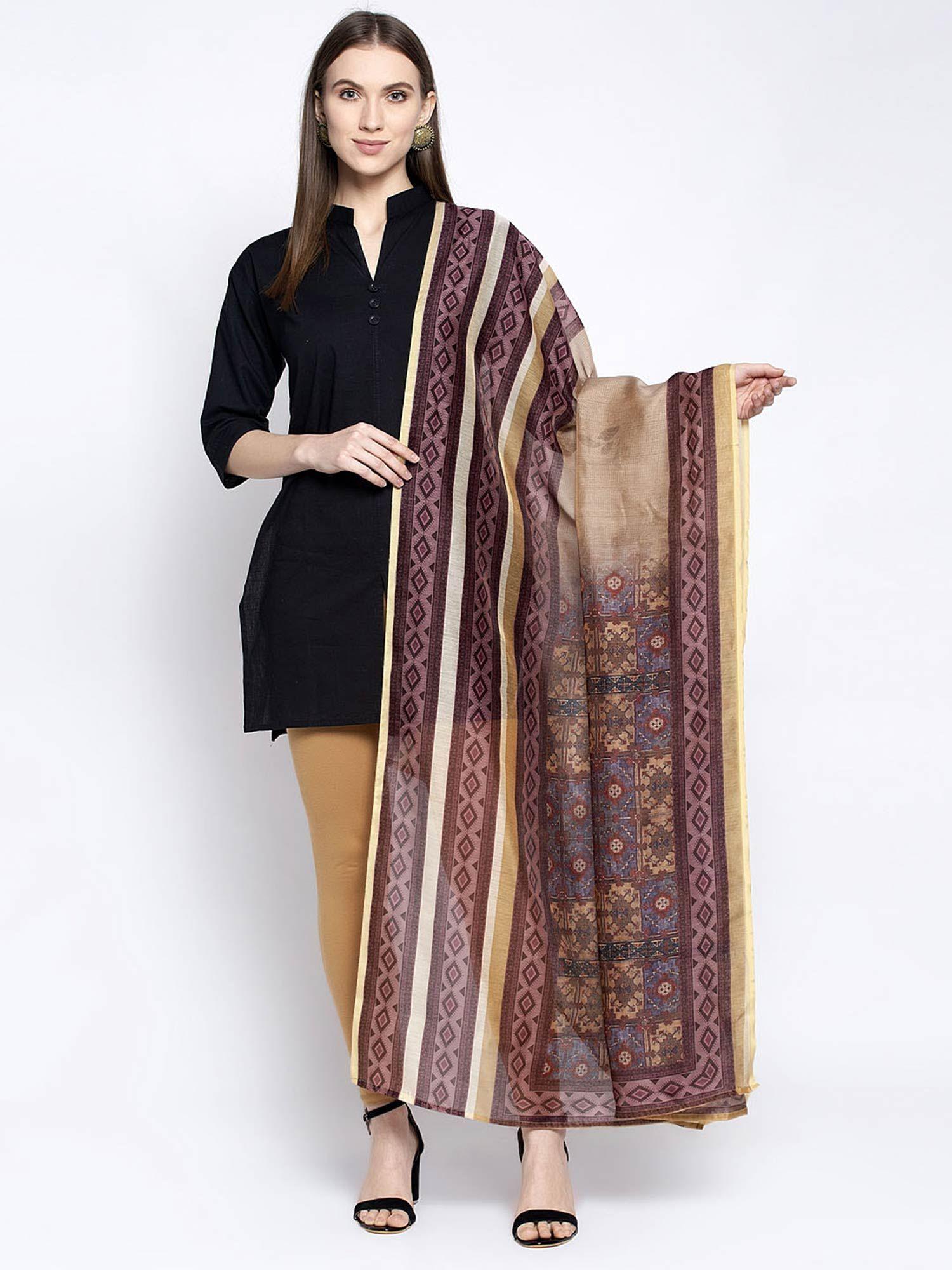 beige printed dupatta