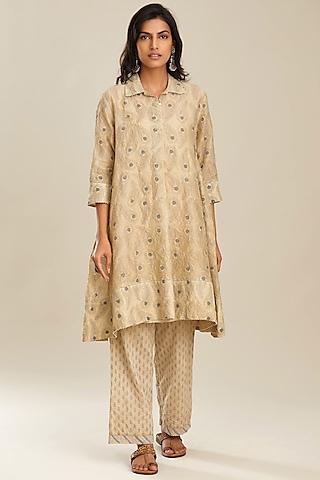 beige printed kurta set