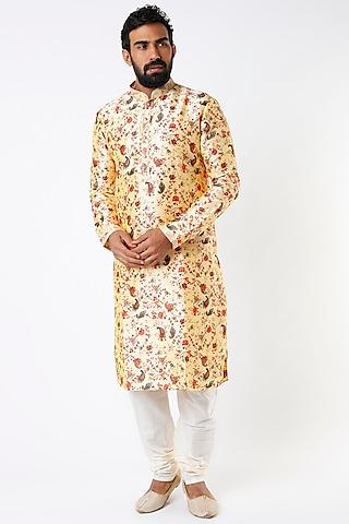 beige printed kurta set