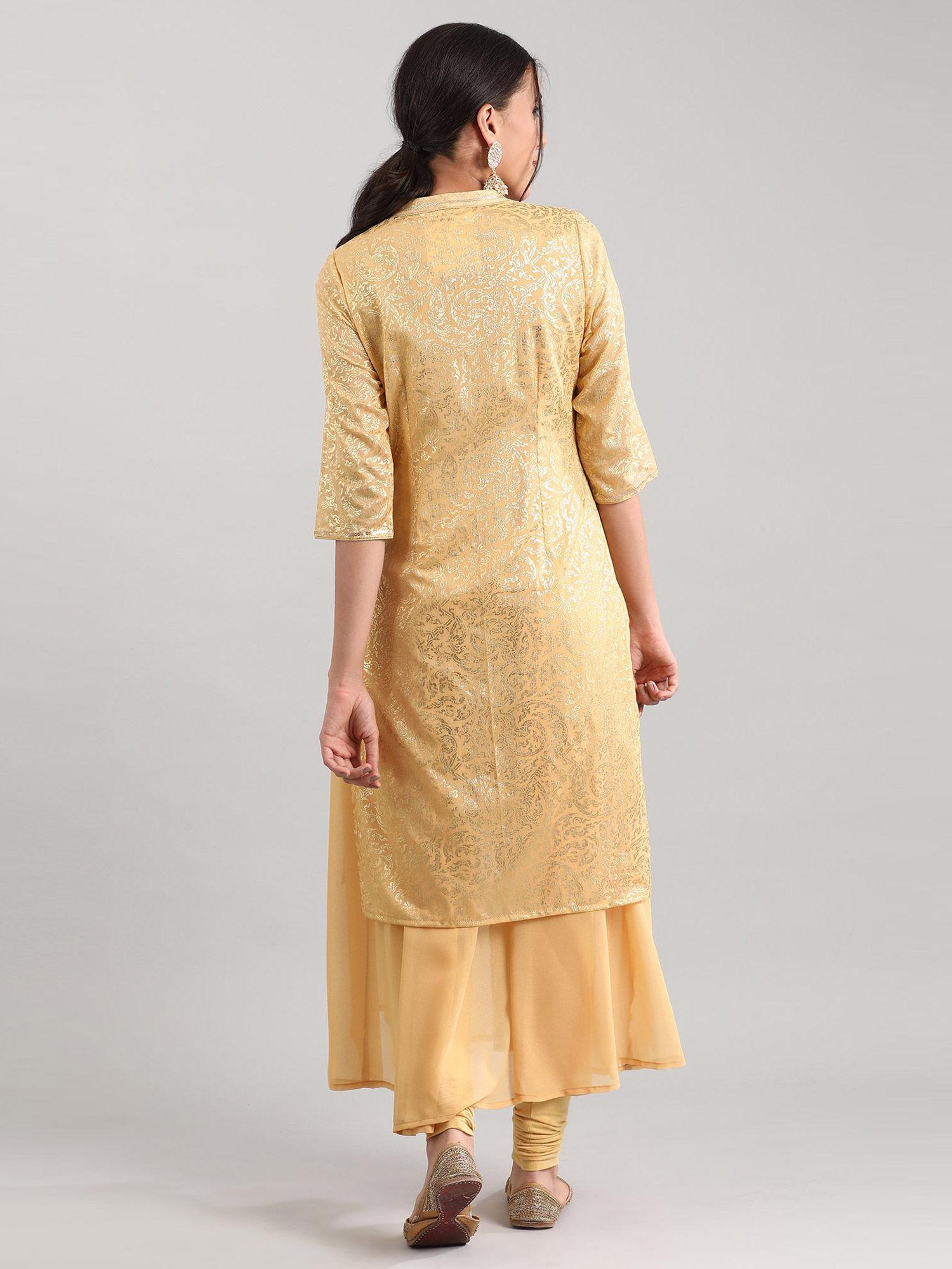 beige printed kurta