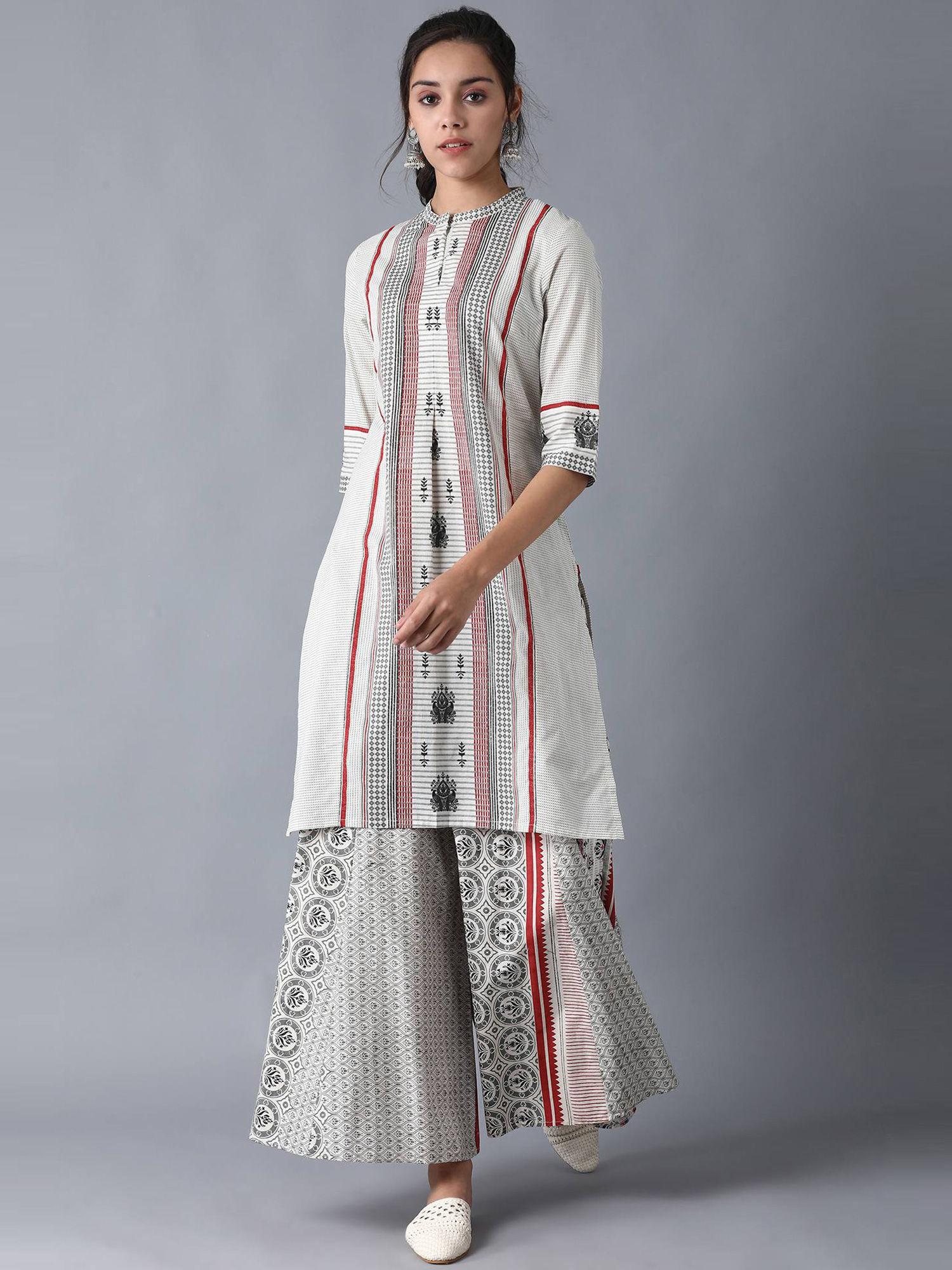 beige printed kurta