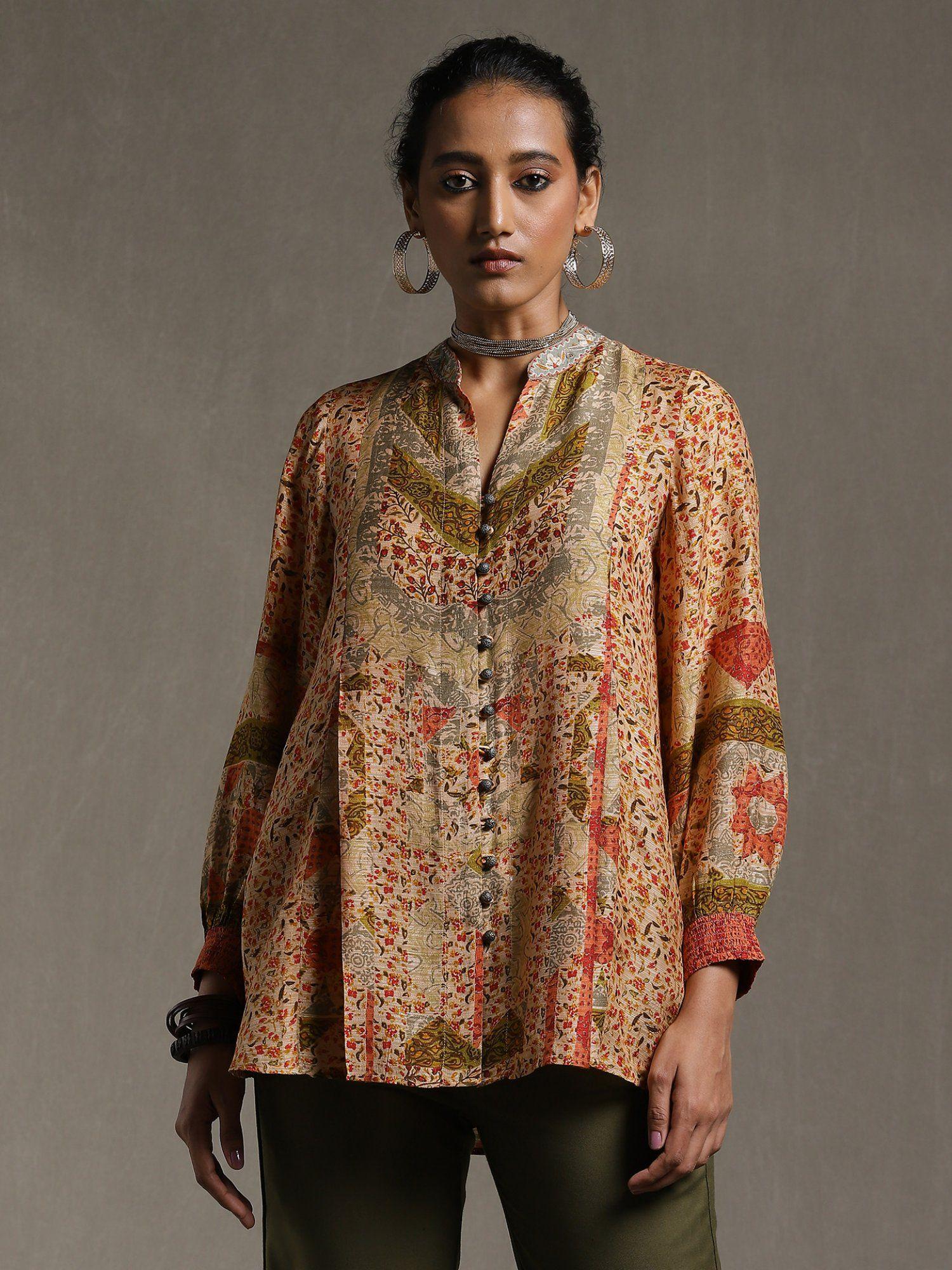 beige printed kurti