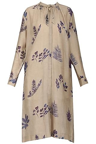 beige printed long dress