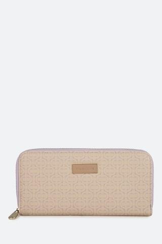 beige printeded formal leather women wallet