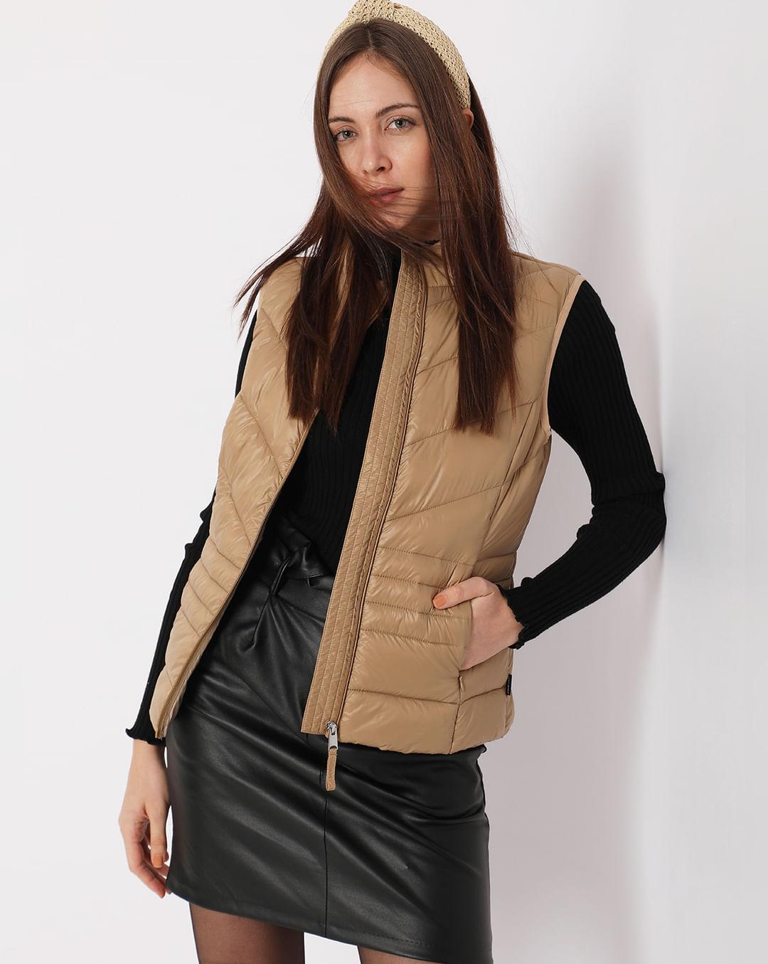 beige puffer vest