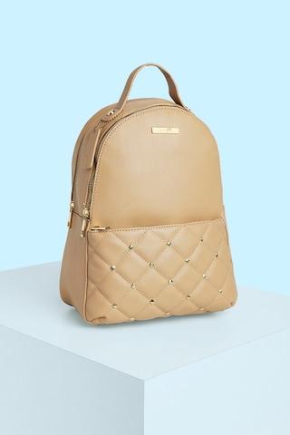 beige quilted casual pu women backpack