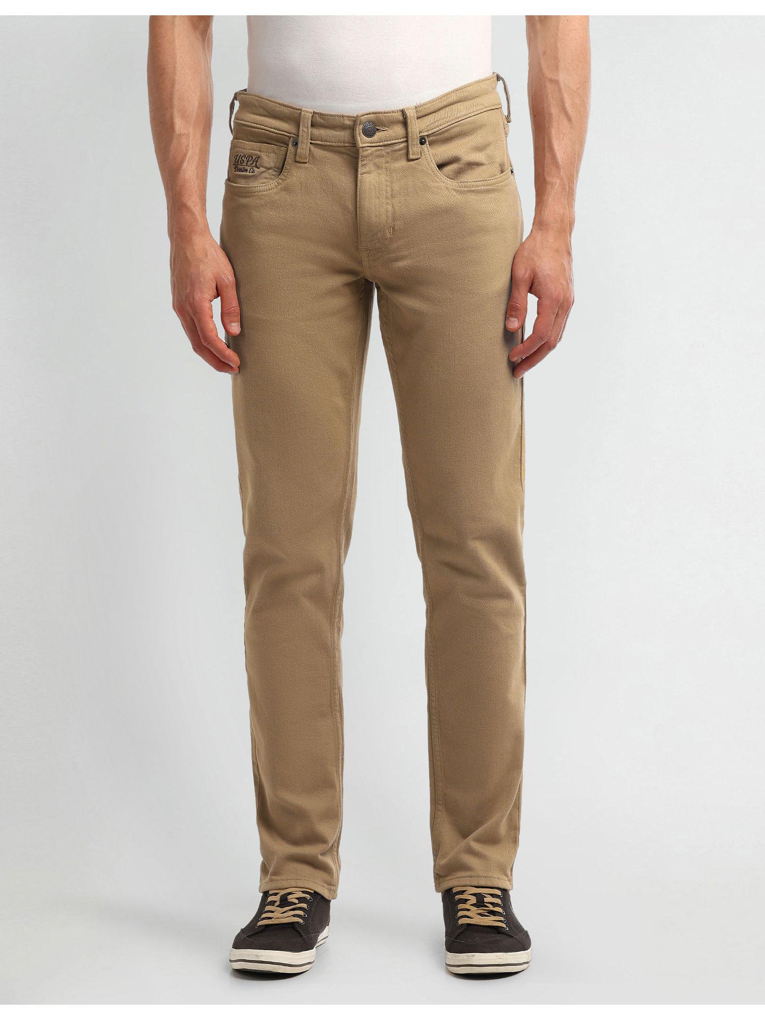 beige regular cotton jeans