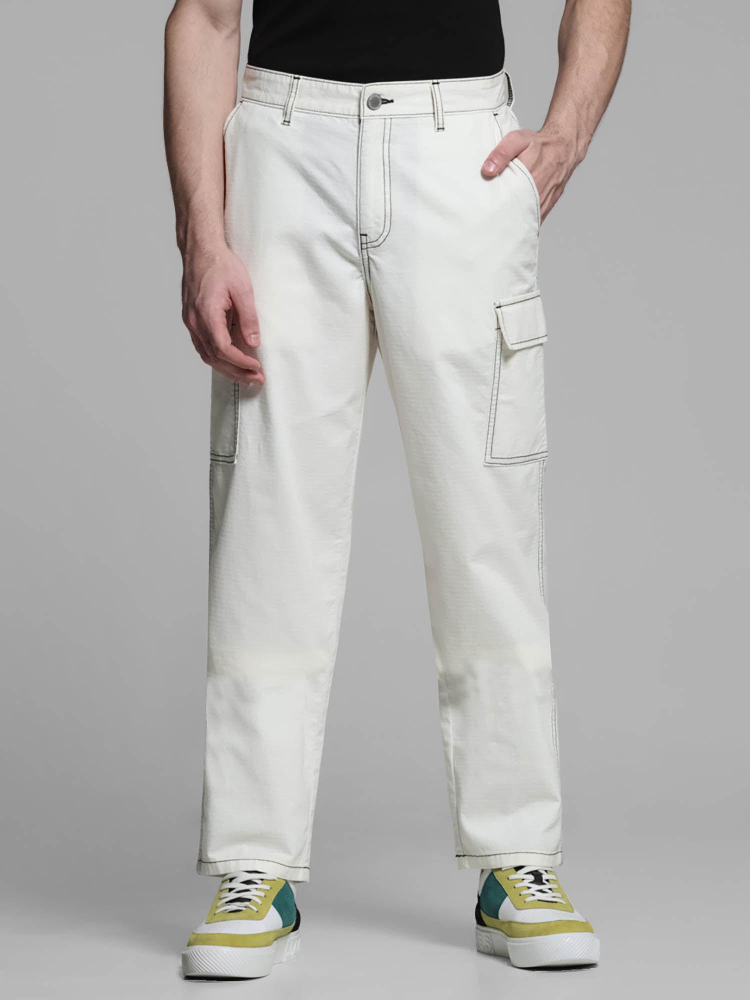 beige regular fit cargo pants