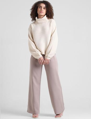 beige roll-neck pullover