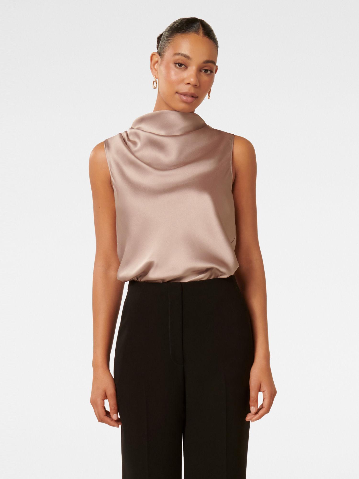 beige sallie satin cowl tank