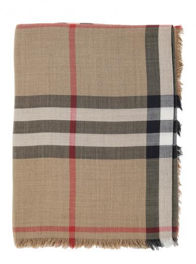 beige scarf with check motif
