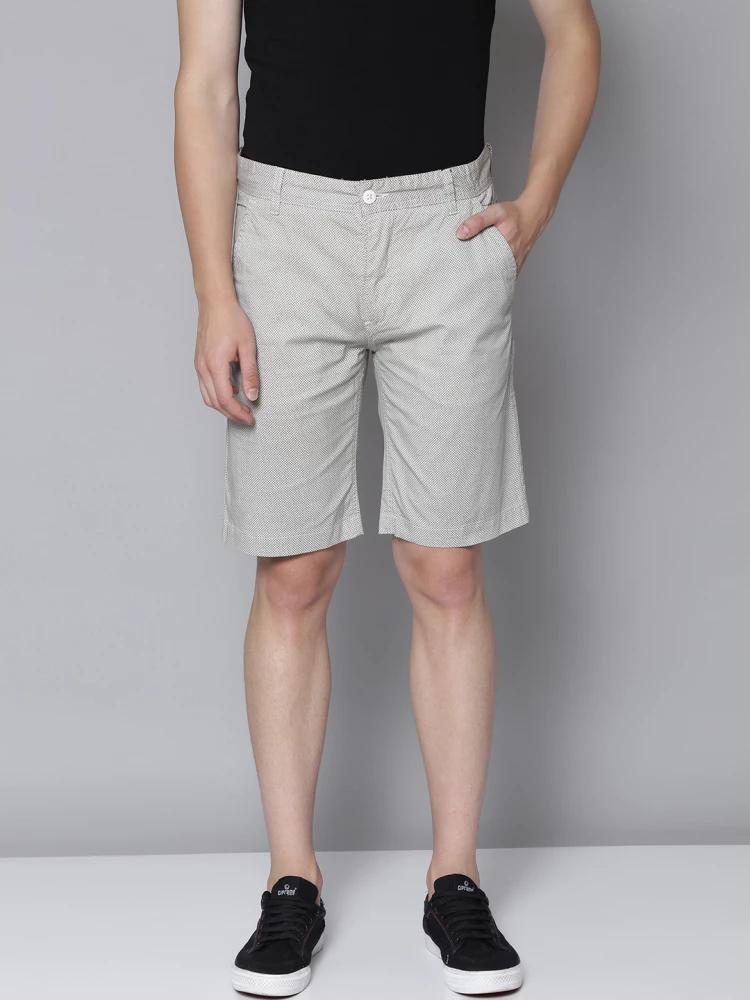 beige self-design regular fit shorts