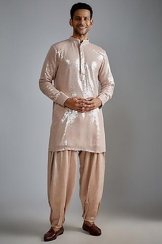 beige sequins kurta set