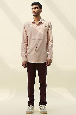 beige shirt with thread work