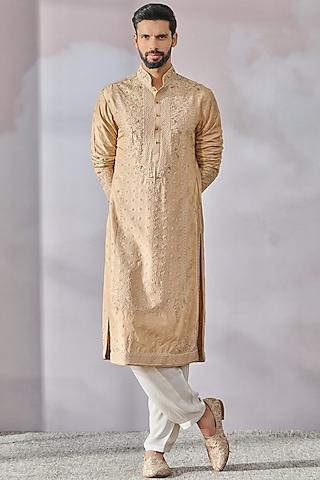 beige silk kurta set