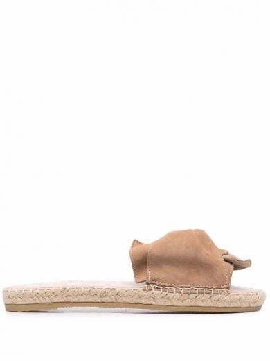 beige slip on sandals