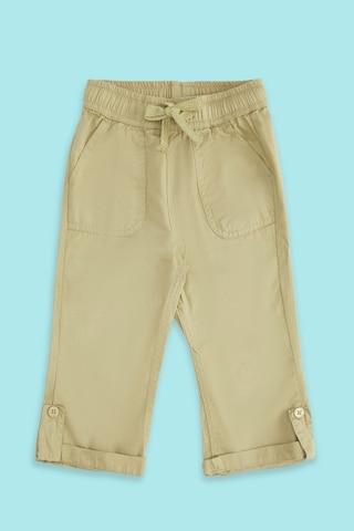 beige solid ankle-length casual baby regular fit trouser