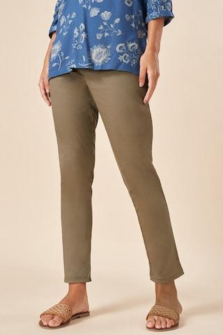 beige solid full length  casual women regular fit  bottom