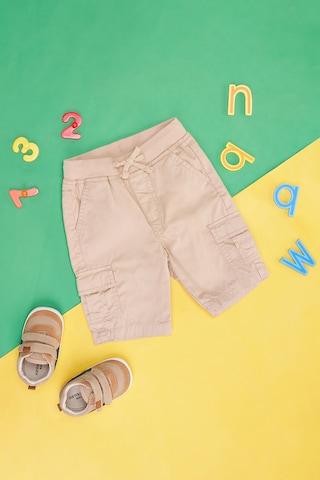 beige solid knee length  casual baby regular fit  shorts